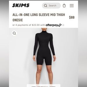 NWT SKIMS ALL-IN-ONE LONG SLEEVE MID THIGH ONESIE